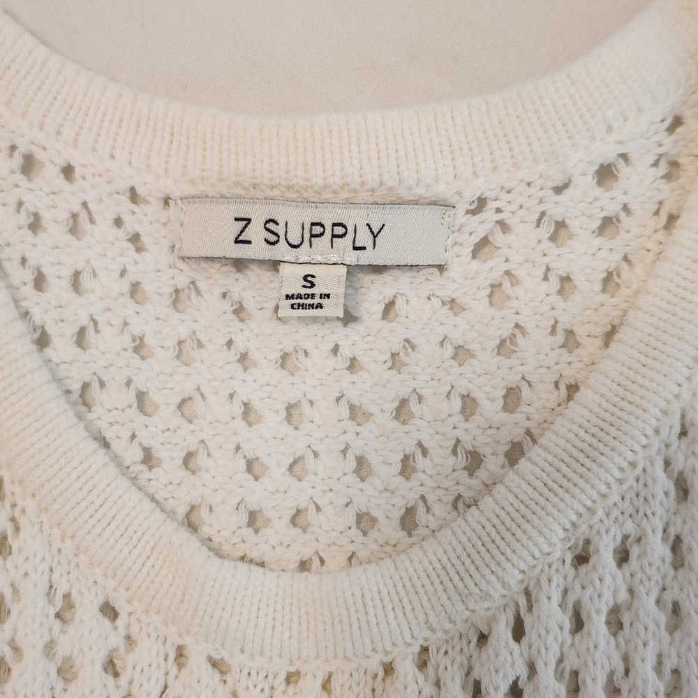 Z Supply Mallorca Crochet Midi Dress Tank White Cream Knit S ZD241249 Resort - Picture 15 of 16